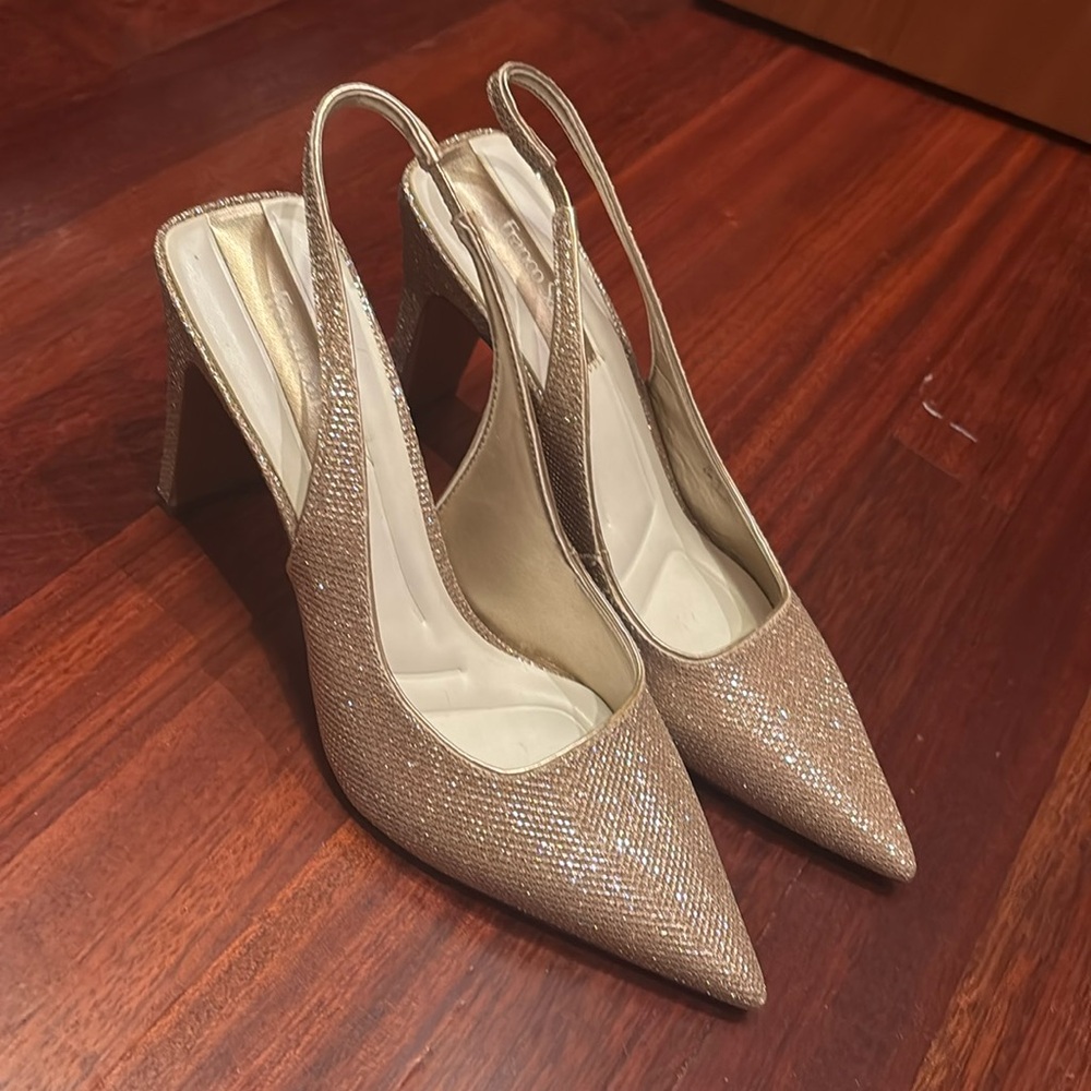 Franco Sarto Gold Sparkle Heel 8.5